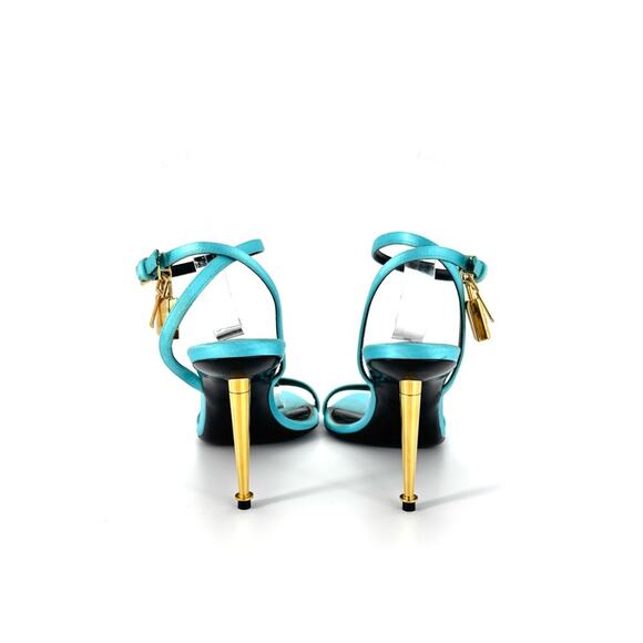 Tom Ford Padlock and Key Aqua Strappy Pointed Toe Heeled Sandals 38 - Picture 4 of 8